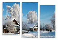 Модульная картина 2299 "Деревенская зима"