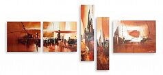Модульная картина 4727 "Город в коричнево-оранжевых тонах"