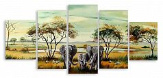 Модульная картина 3192 "Семья слонов"
