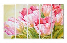 Модульная картина 1371 "Нежно-розовые тюльпаны"