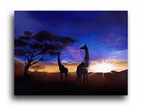 Постер 4387 "Жирафы под синим небом"