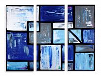 Модульная картина 4327 "Серо-синие квадраты"