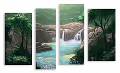 Модульная картина 2613 "Водопад в лесу"