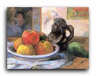 Репродукция 1143 "Натюрморт с яблоками, грушей и керамическим кувшином (Still Life with Apples, a Pear, and a Ceramic Portrait Jug)"