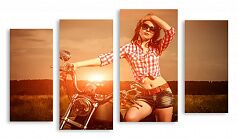 Модульная картина 2524 "Девушка на мотоцикле"