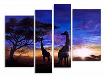 Модульная картина 4387 "Жирафы под синим небом"