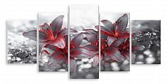Модульная картина 5989 "Серо-красные лилии"
