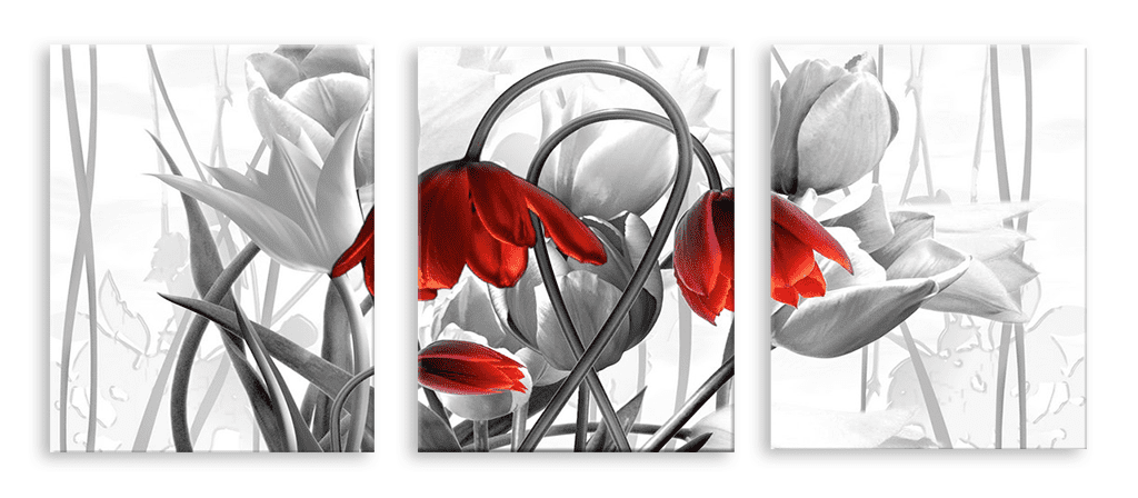 Модульная картина 3730 "Красно-серые тюльпаны" фото 1