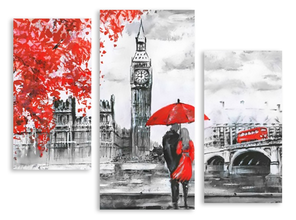Модульная картина 2452 "Красно-серый Лондон" фото 1