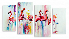 Модульная картина 3163 "Фламинго красками"