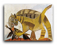 Репродукция 1654 "Кошка пожирающая птицу (Cat devouring bird )"