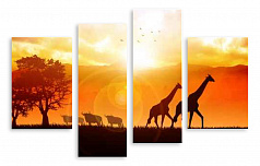 Модульная картина 5367 "Жирафы и буйволы"