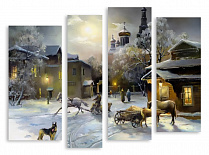 Модульная картина 3183 "Зима в деревне"