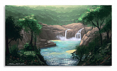 Постер  2613 "Водопад в лесу"