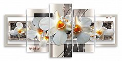 Модульная картина 4858 "Орхидеи в серебре"