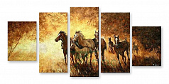 Модульная картина 1101 "Бегущие лошади"