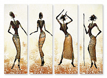 Модульная картина 815 "Африканские женщины танцуют в золоте"