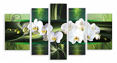 Модульная картина 3335 "Орхидеи в зелени"