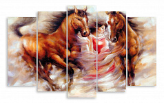 Модульная картина 5692 "Девушка с лошадьми"