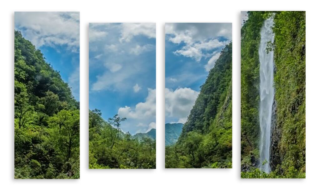Модульная картина 3536 "Водопад в лесу" фото 1