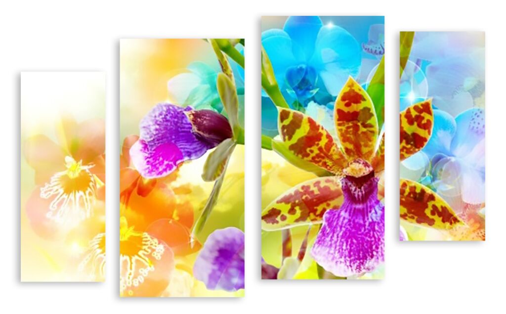 Модульная картина 2172 "Разноцветные орхидеи" фото 1