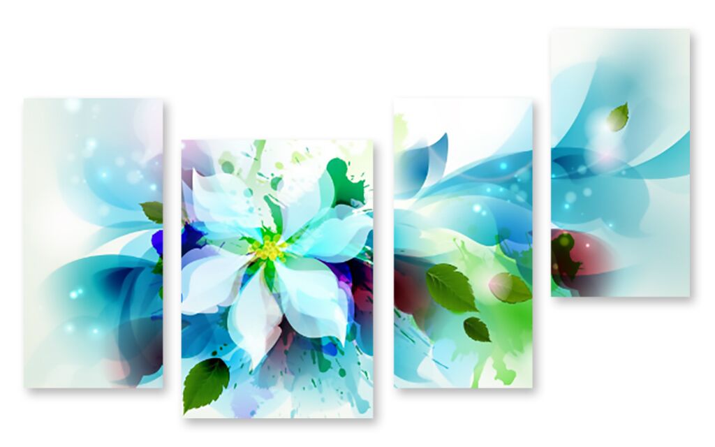 Модульная картина 1137 "Голубые цветы" фото 1