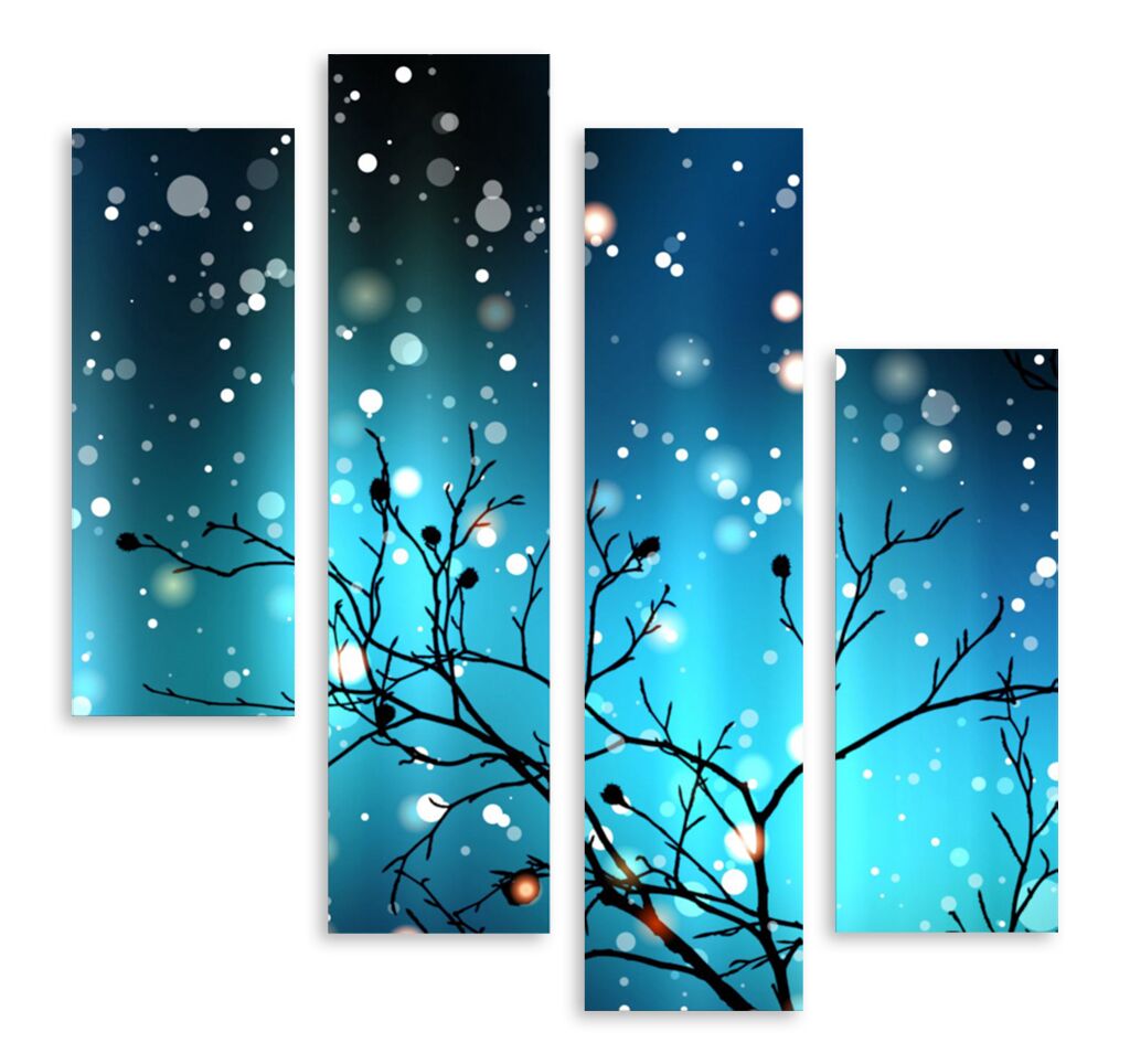 Модульная картина 4750 "Дерево в голубую ночь" фото 1