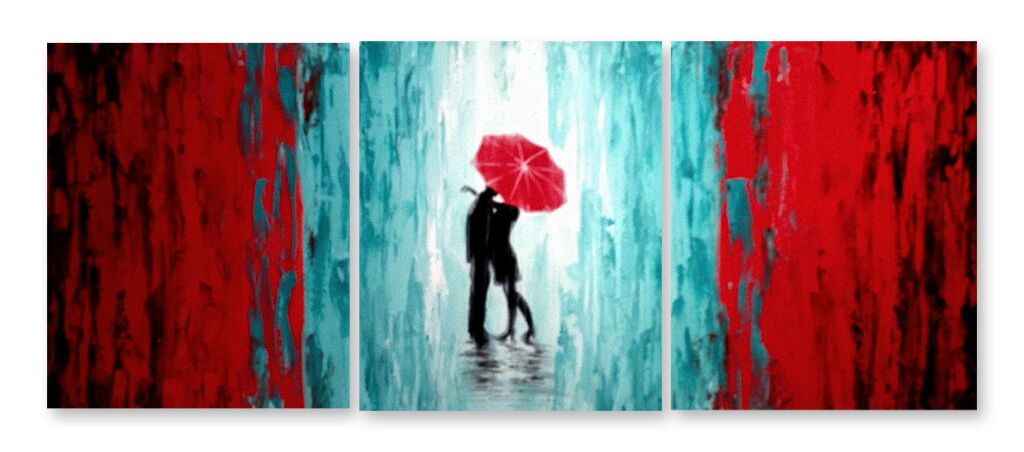 Модульная картина 2082 "Влюбленные под дождем" фото 1