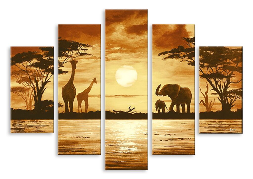 Модульная картина 4397 "Жирафы и слоны" фото 1