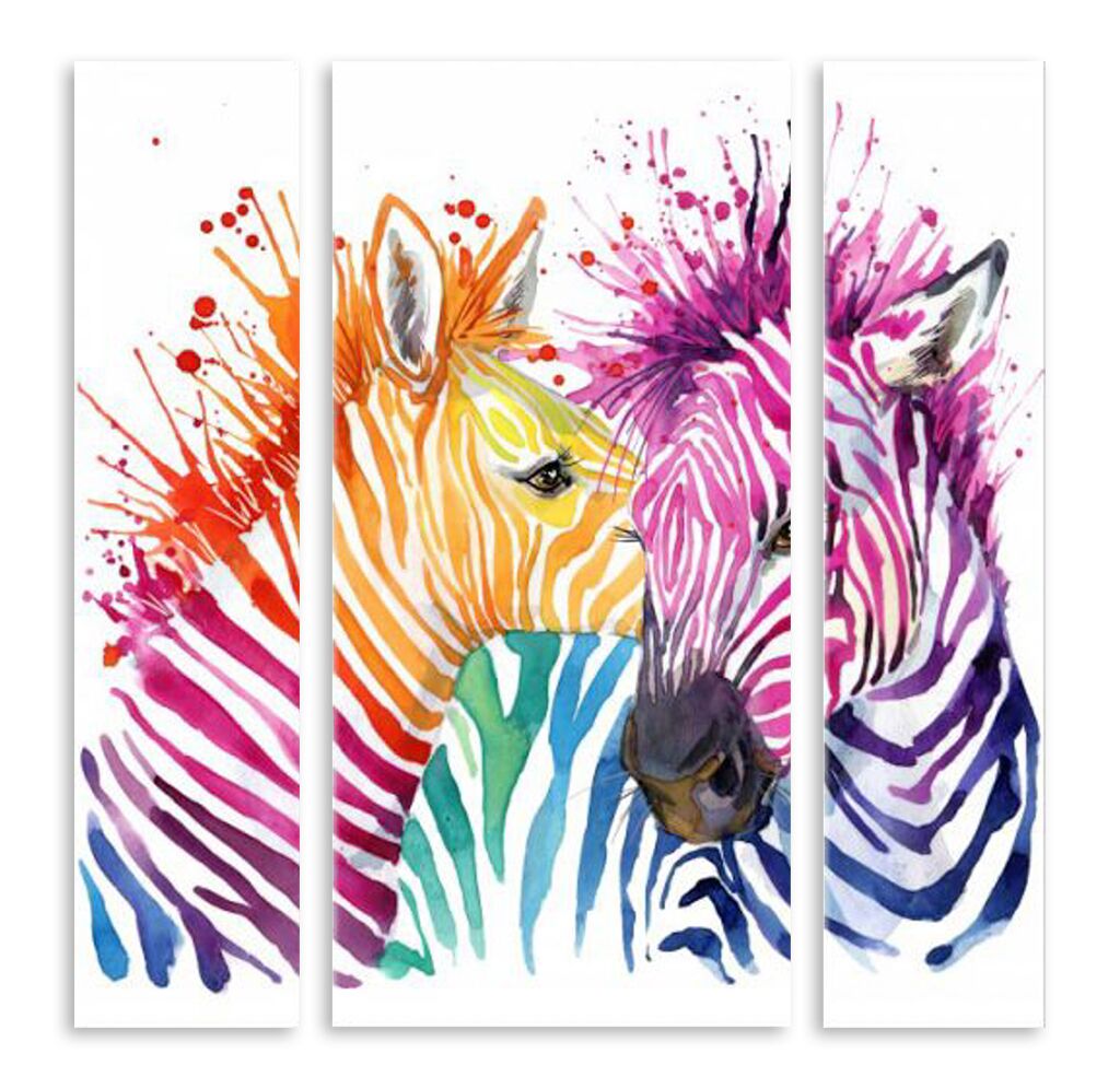 Модульная картина 5844 "Разноцветные зебры" фото 1