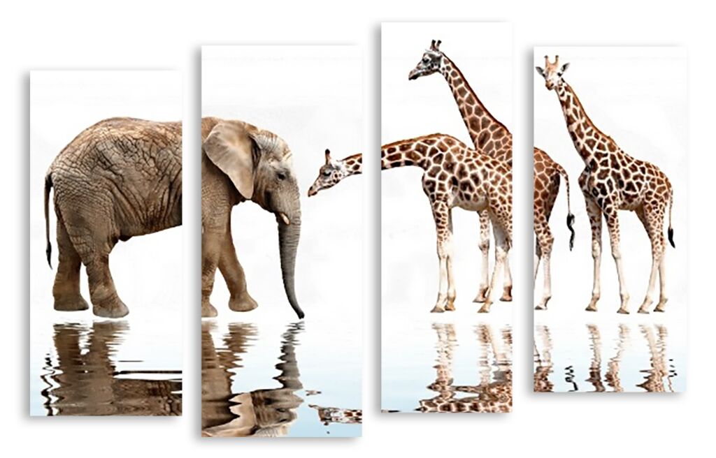 Модульная картина 2507 "Слон и жирафы" фото 1