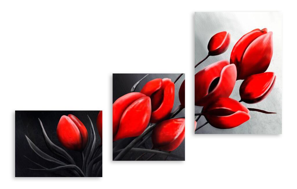 Модульная картина 3731 "Красные тюльпаны" фото 1