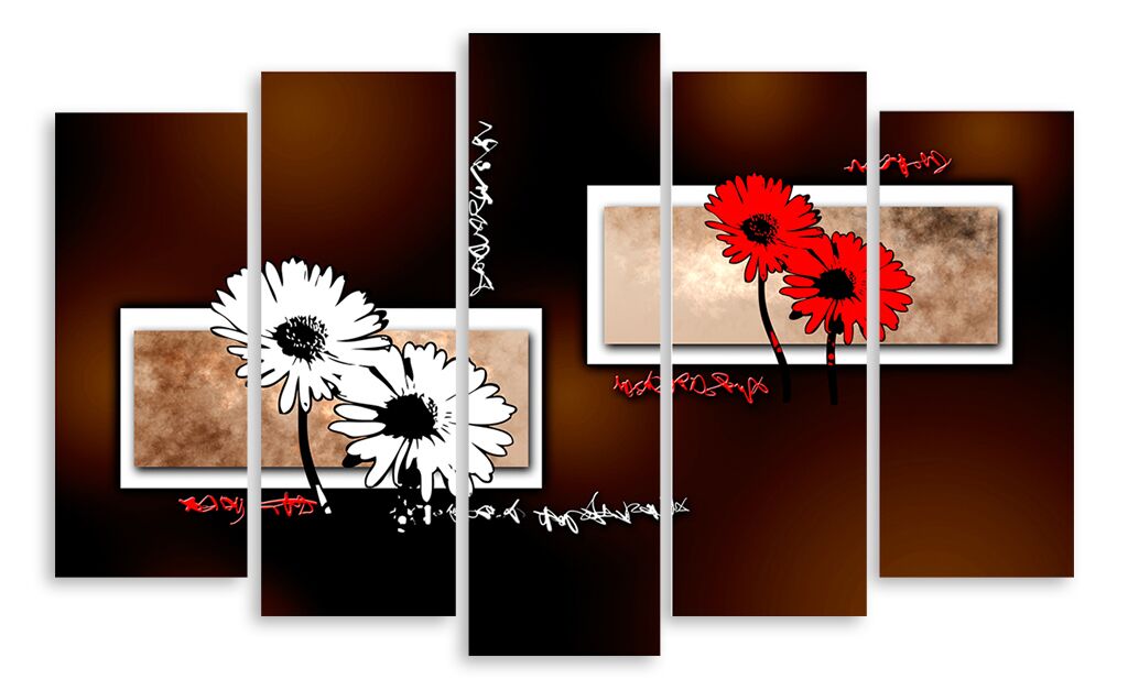 Модульная картина 5700 "Бело-красные цветы" фото 1