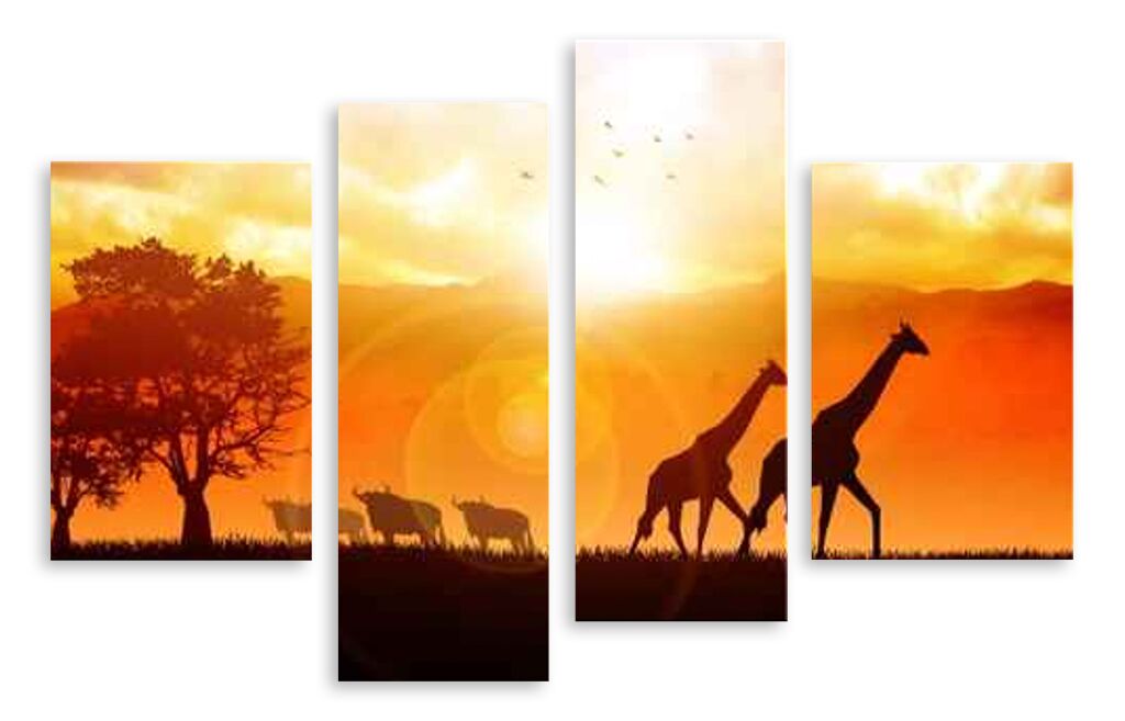 Модульная картина 5367 "Жирафы и буйволы" фото 1