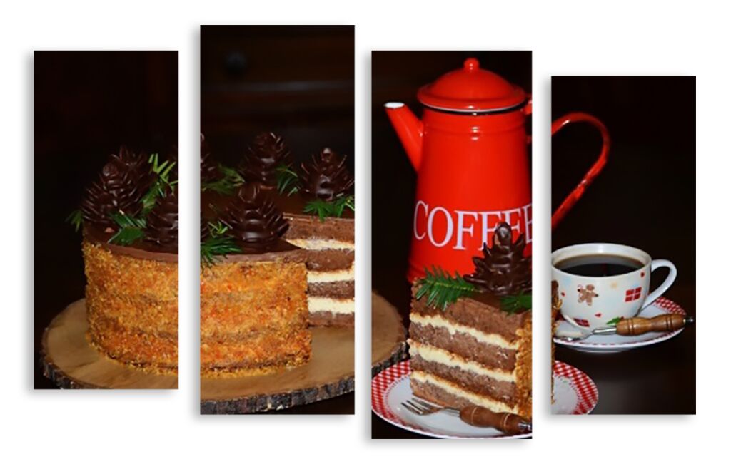 Модульная картина 3265 "Кофе с тортом" фото 1