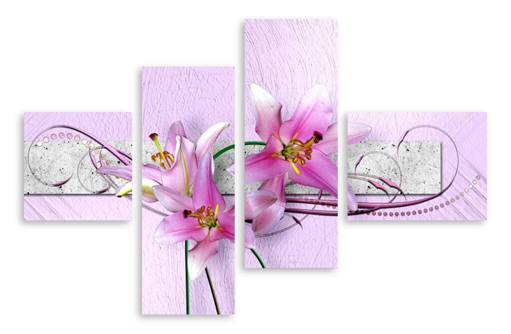 Модульная картина 5157 "Фиолетово-розовые лилии" фото 1