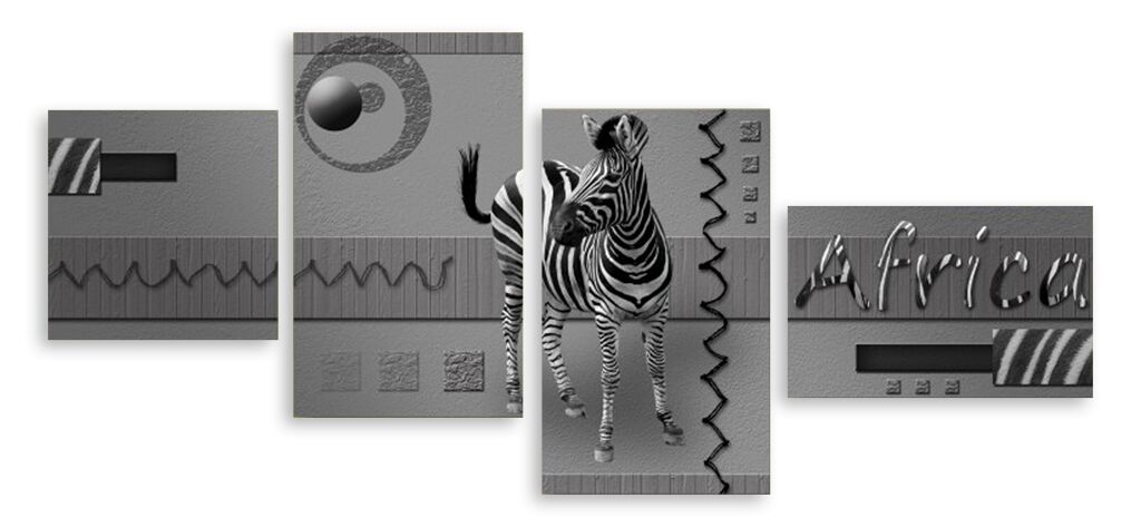 Модульная картина 5067 "Зебра в серой абстракции" фото 1