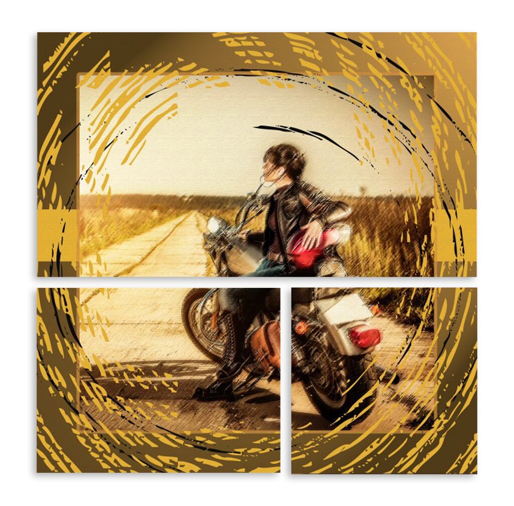 Модульная картина 4982 "Девушка на мотоцикле" фото 1