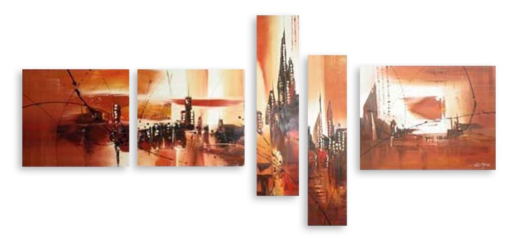 Модульная картина 4727 "Город в коричнево-оранжевых тонах" фото 1