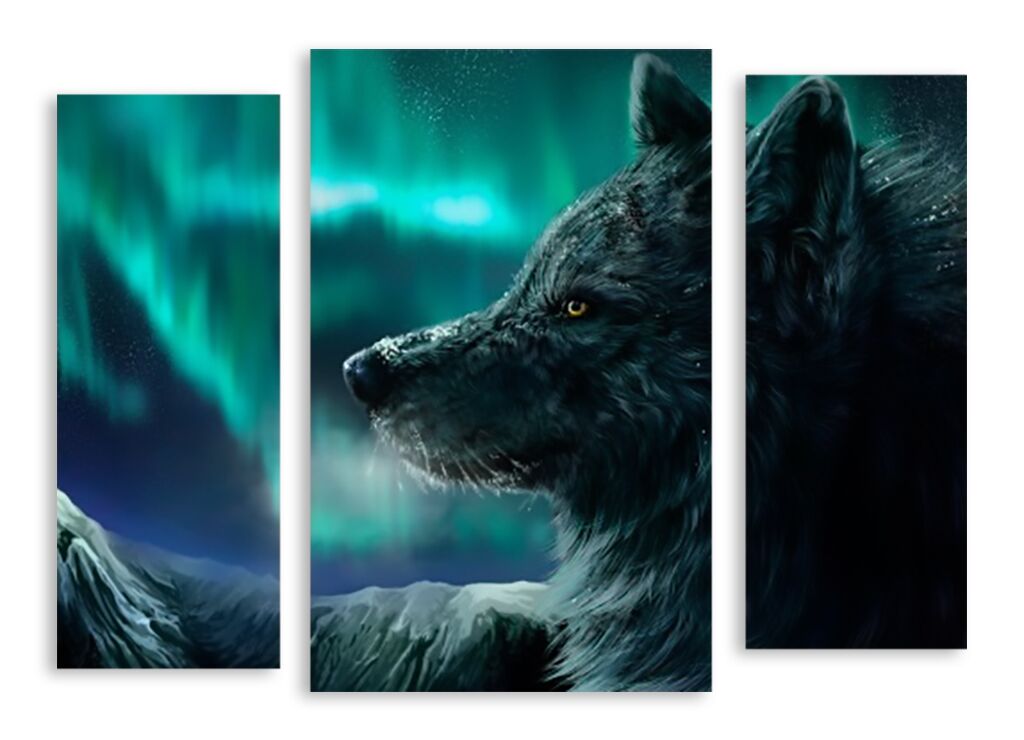 Модульная картина 2982 "Волк в северном сиянии" фото 1