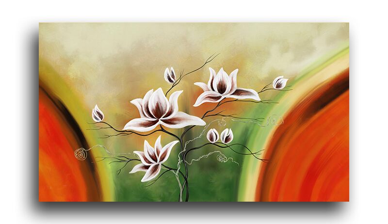 Постер 781 "Белые весенние цветы с оттенками коричневого" фото 1