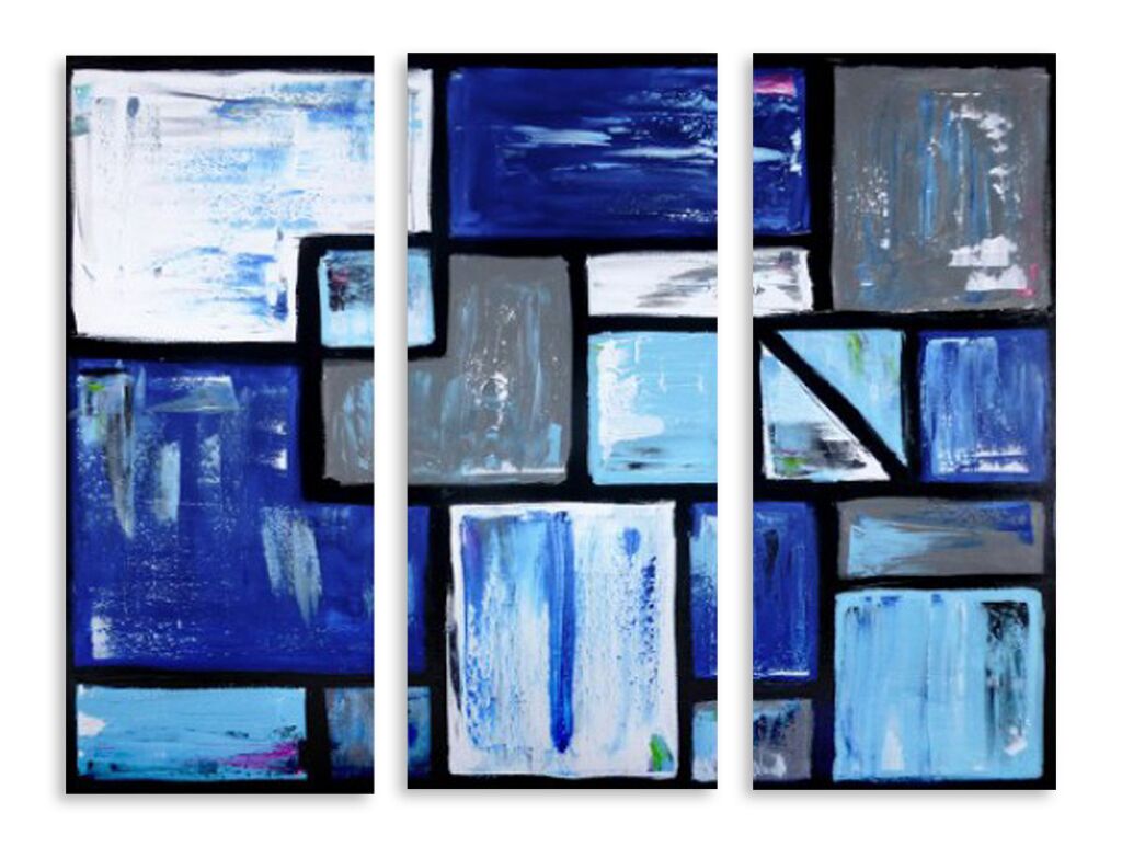Модульная картина 4327 "Серо-синие квадраты" фото 1