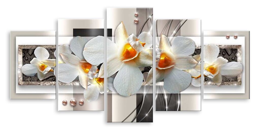 Модульная картина 4858 "Орхидеи в серебре" фото 1