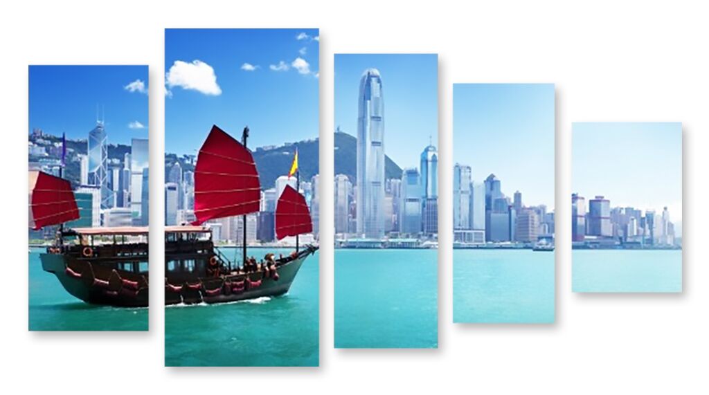 Модульная картина 1545 "Алые паруса в Гонконге" фото 1