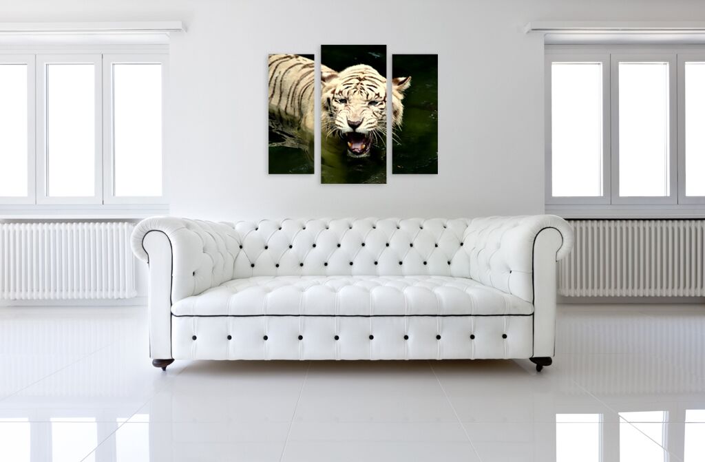 Модульная картина 1384 "Разъярённая белая тигрица" фото 3