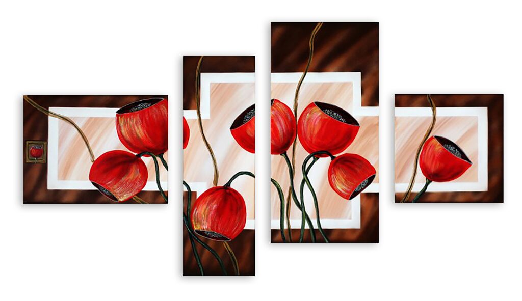 Модульная картина 793 "Абстрактные алые цветы" фото 1