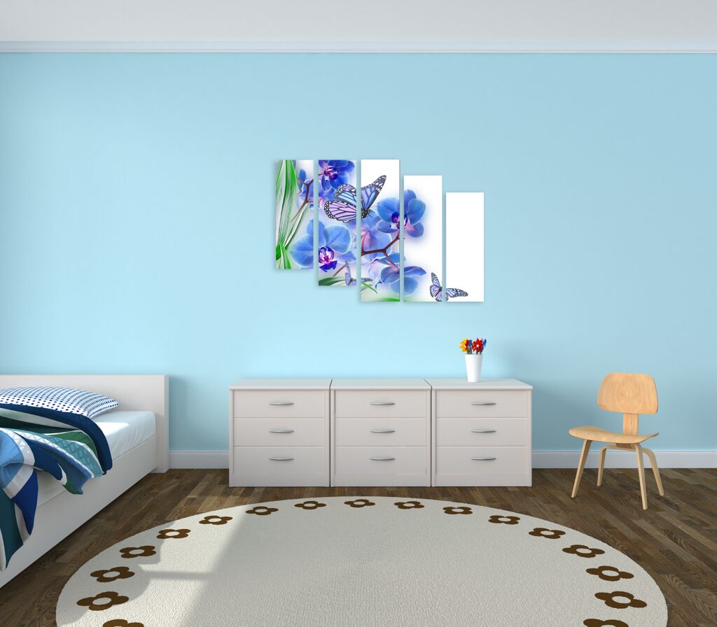 Модульная картина 1308 "Бабочки в орхидее" фото 3