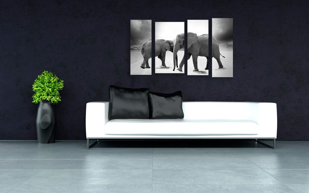 Модульная картина 1408 "Слонята на дороге" фото 3