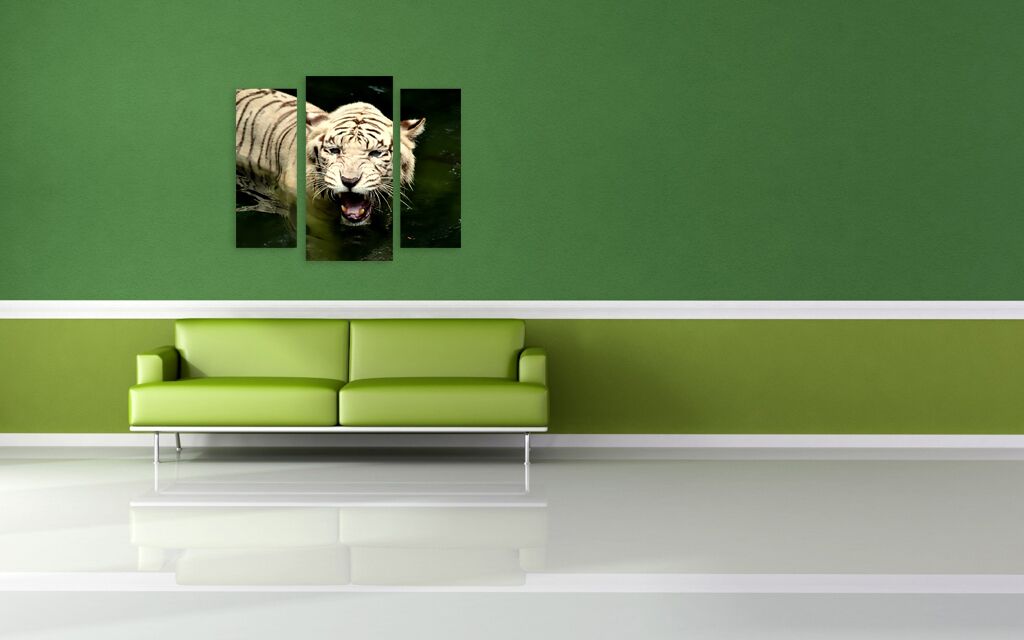 Модульная картина 1384 "Разъярённая белая тигрица" фото 4