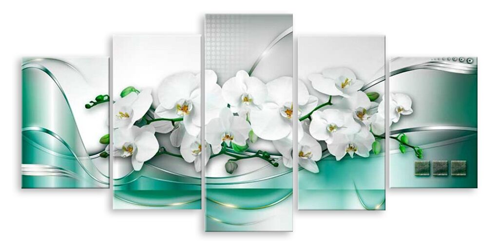 Модульная картина 5269 "Орхидеи в бирюзе" фото 1